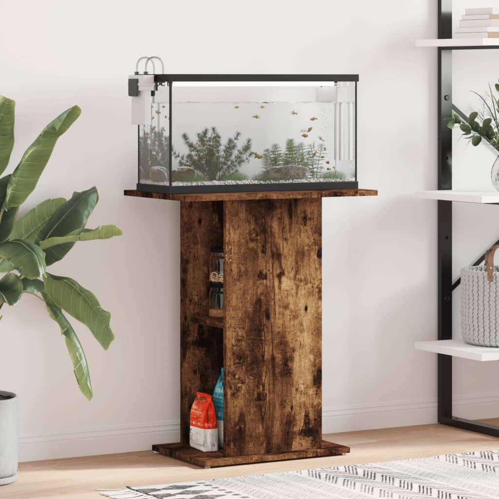 akvariebord 60,5x36x72,5 cm konstrueret træ røget egetræsfarve