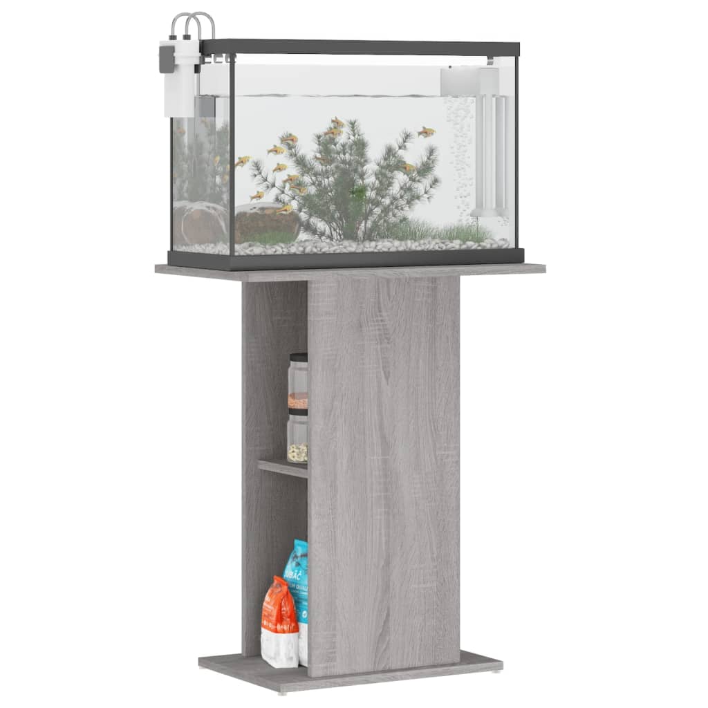 akvariebord 60,5x36x72,5 cm konstrueret træ grå sonoma-eg