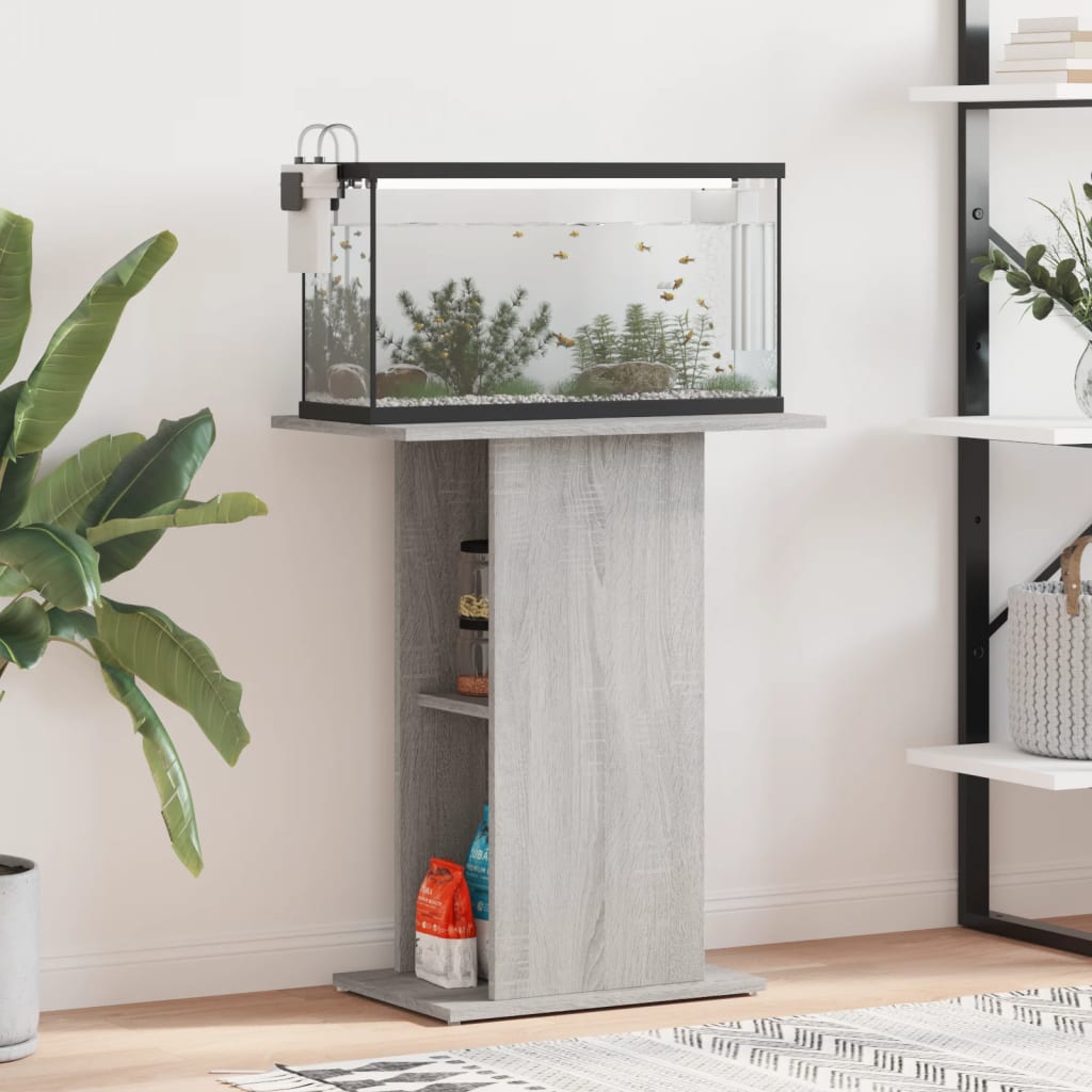 akvariebord 60,5x36x72,5 cm konstrueret træ grå sonoma-eg