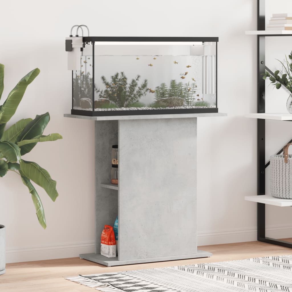 akvariebord 75x36x72,5 cm konstrueret træ betongrå