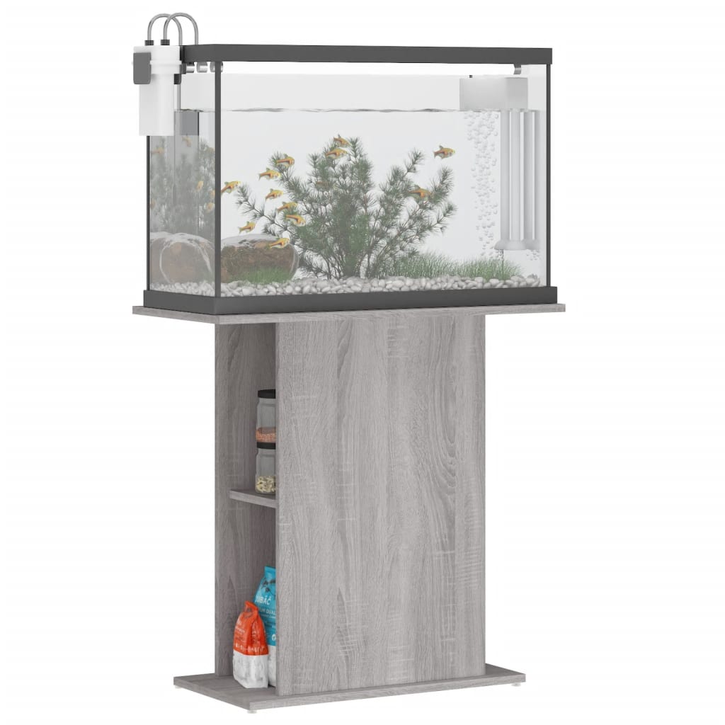 akvariebord 75x36x72,5 cm konstrueret træ grå sonoma-eg
