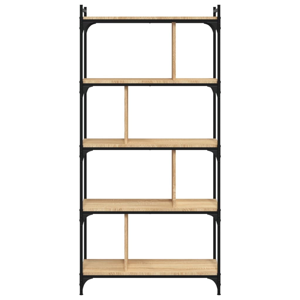 bogreol 76x32x158 cm 5 hylder konstrueret træ sonoma-eg