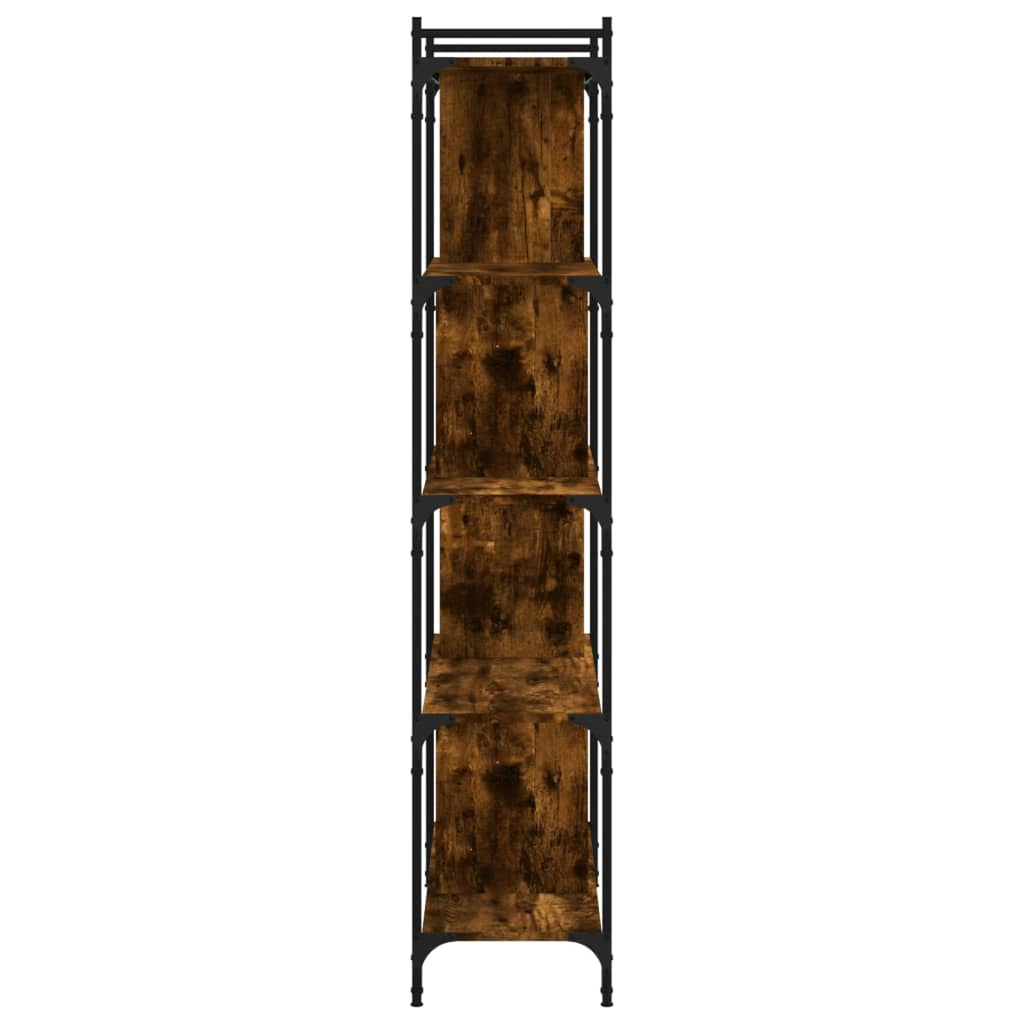 bogreol 76x32x158 cm 5 hylder konstrueret træ røget eg