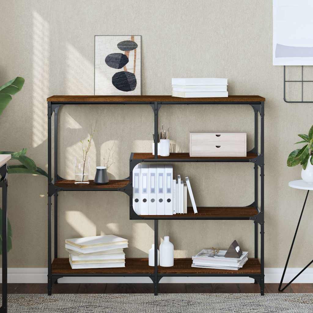 konsolbord 103x32x95 cm konstrueret træ brun egetræsfarve