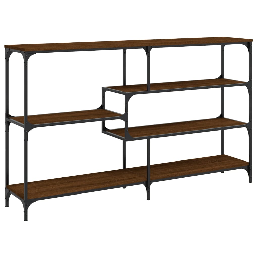 konsolbord 160x32x95 cm konstrueret træ brun egetræsfarve