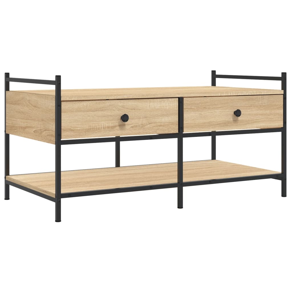 sofabord 99x50x50 cm konstrueret træ sonoma-eg