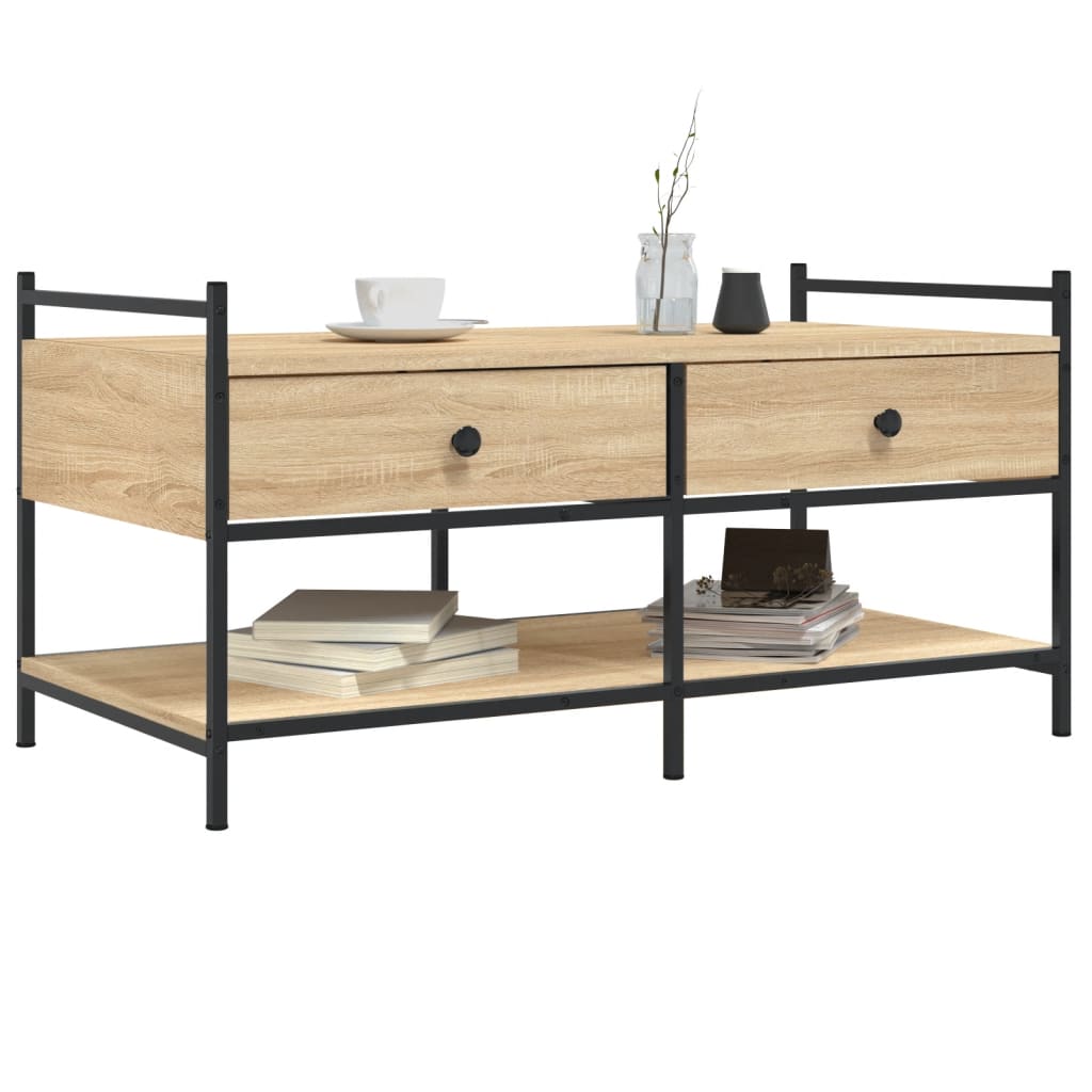 sofabord 99x50x50 cm konstrueret træ sonoma-eg