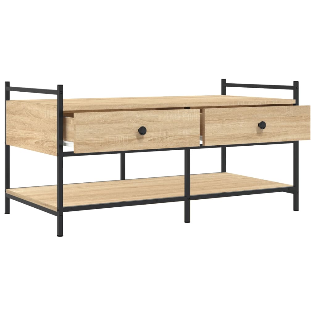 sofabord 99x50x50 cm konstrueret træ sonoma-eg