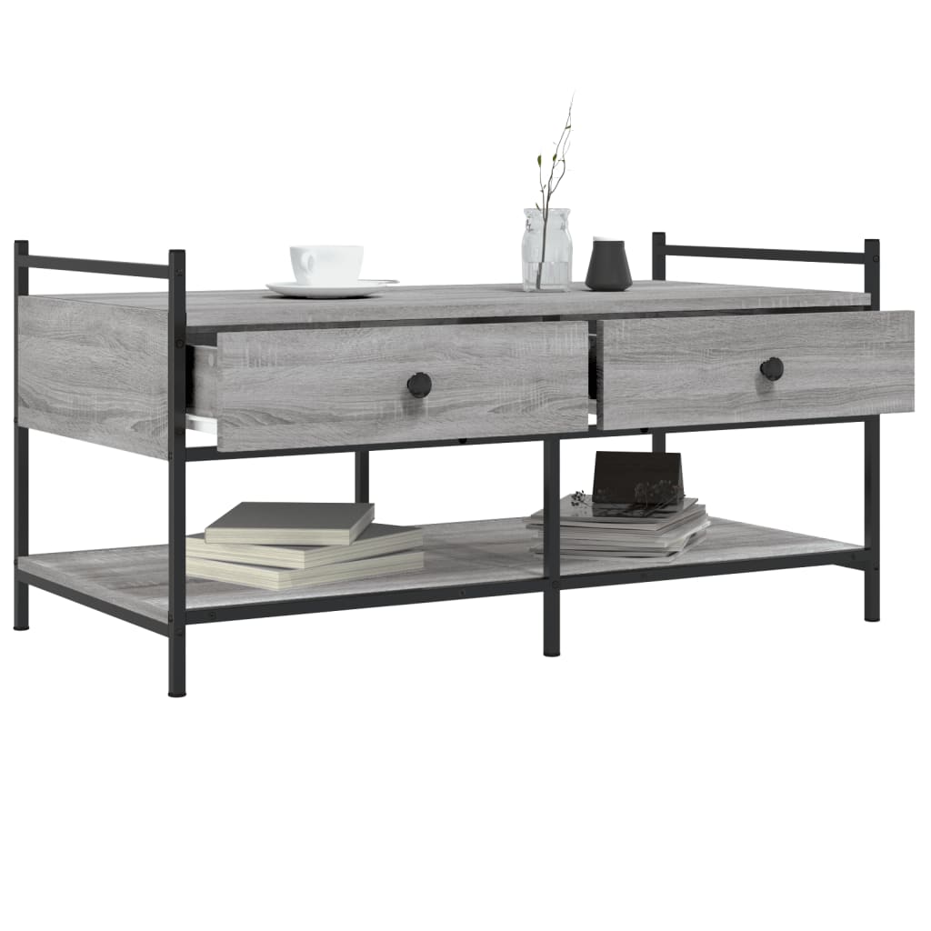 sofabord 99x50x50 cm konstrueret træ grå sonoma-eg