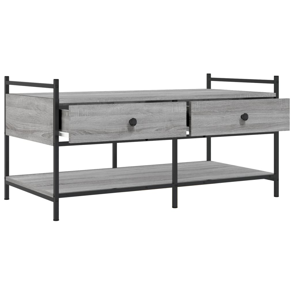 sofabord 99x50x50 cm konstrueret træ grå sonoma-eg