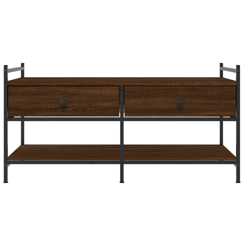 sofabord 99x50x50 cm konstrueret træ brun egetræsfarve