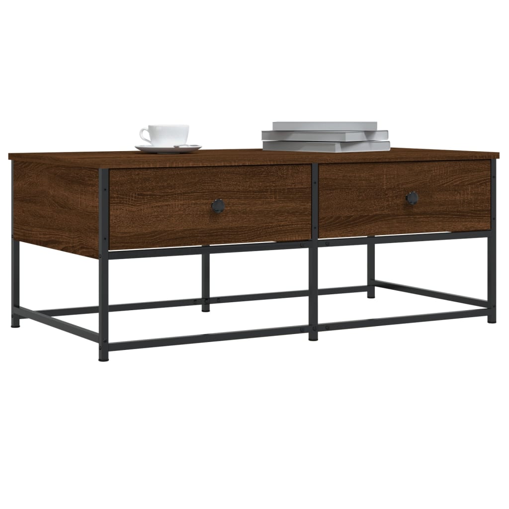 sofabord 100x51x40 cm konstrueret træ brun egetræsfarve