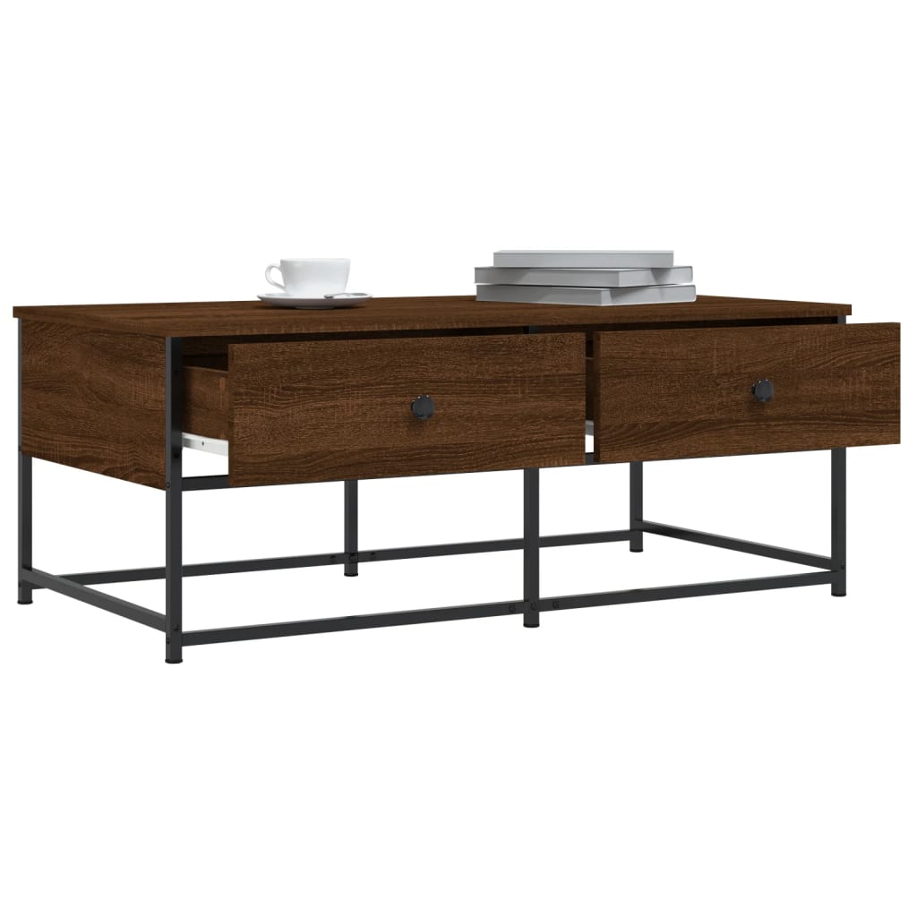 sofabord 100x51x40 cm konstrueret træ brun egetræsfarve