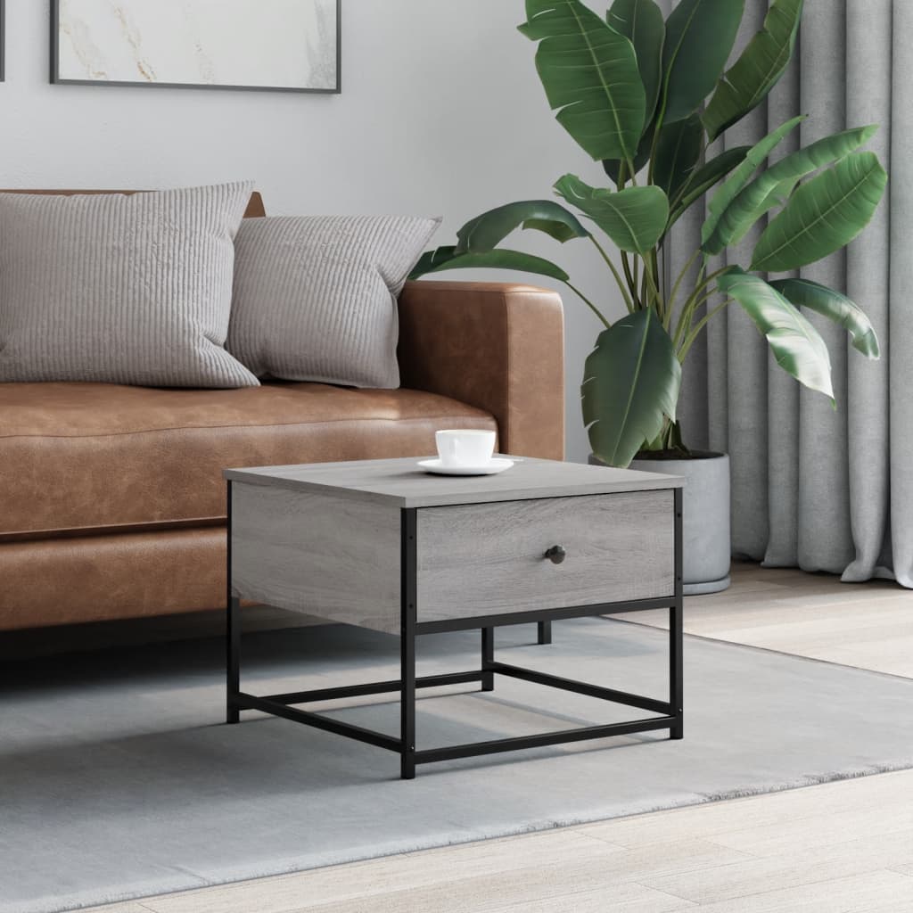 sofabord 51x51x40 cm konstrueret træ grå sonoma-eg