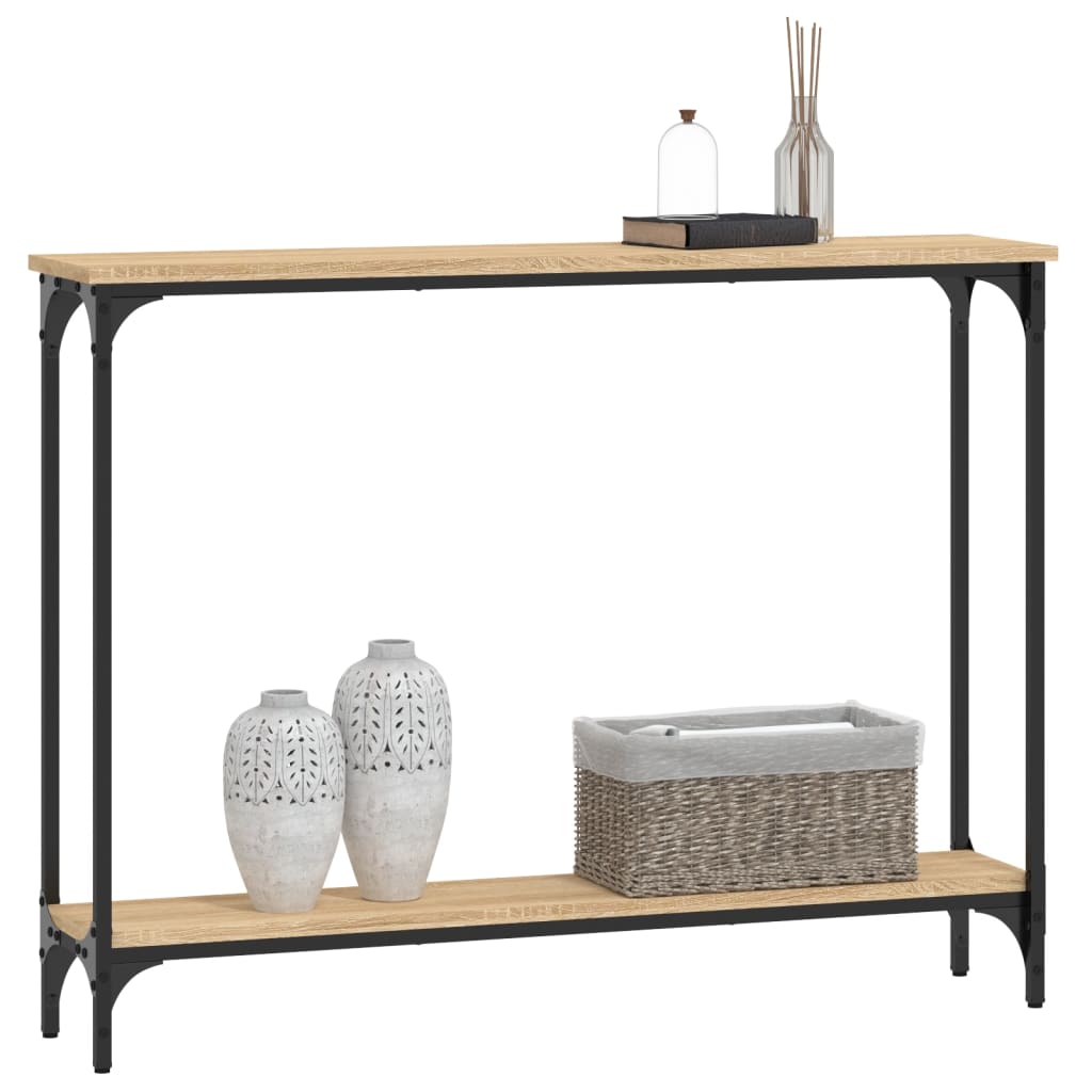 konsolbord 100x22,5x75 cm konstrueret træ sonoma-eg