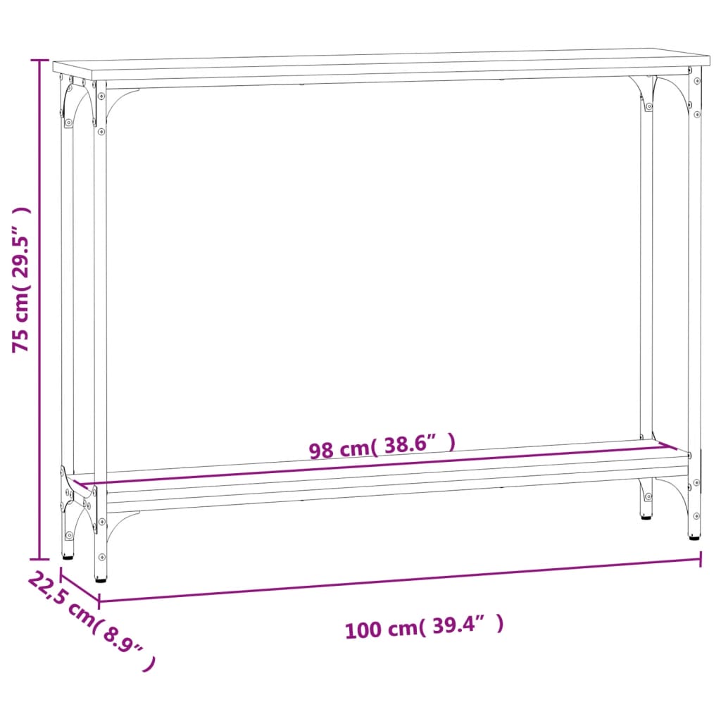 konsolbord 100x22,5x75 cm konstrueret træ sonoma-eg