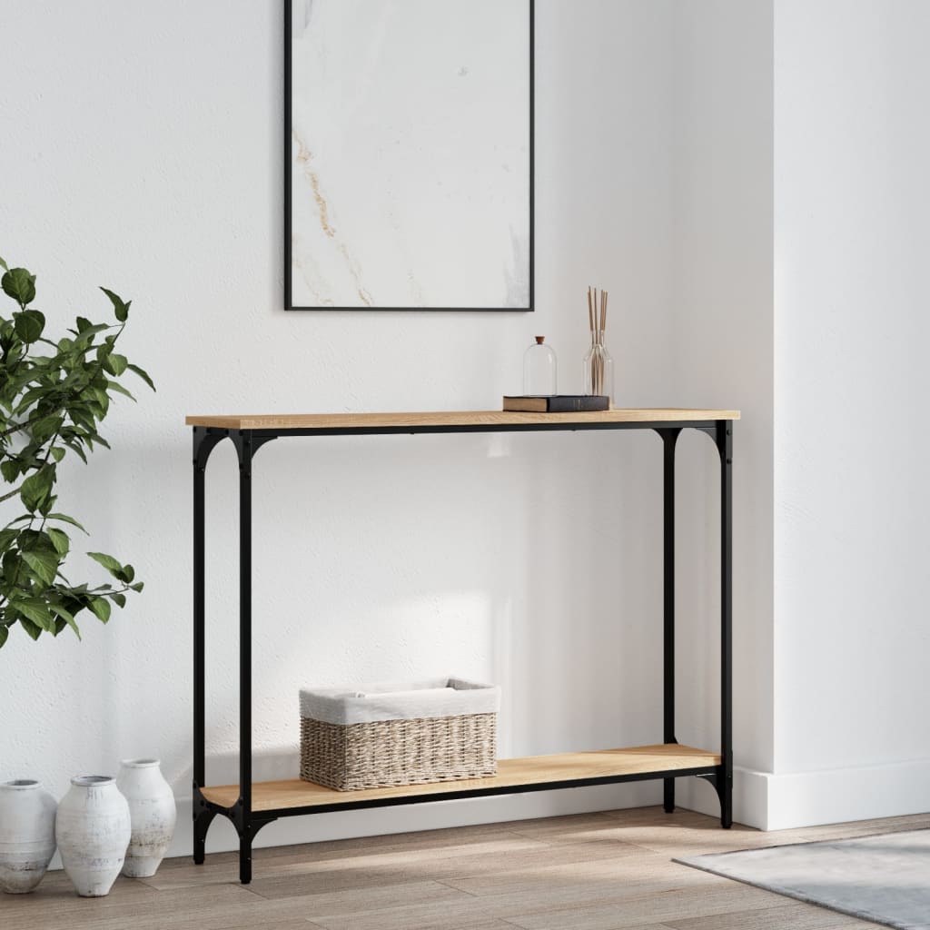 konsolbord 100x22,5x75 cm konstrueret træ sonoma-eg