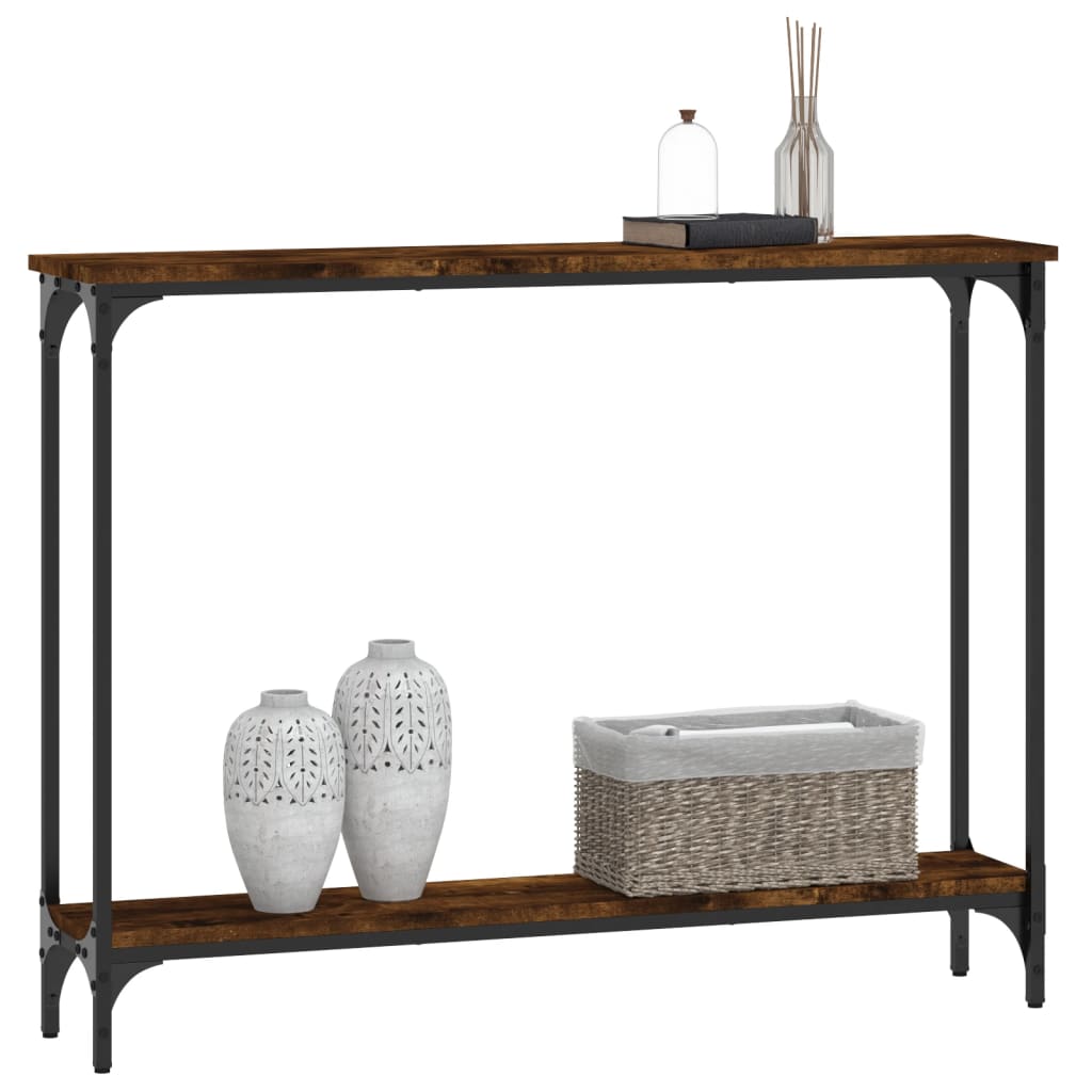 konsolbord 100x22,5x75 cm konstrueret træ røget egetræsfarve