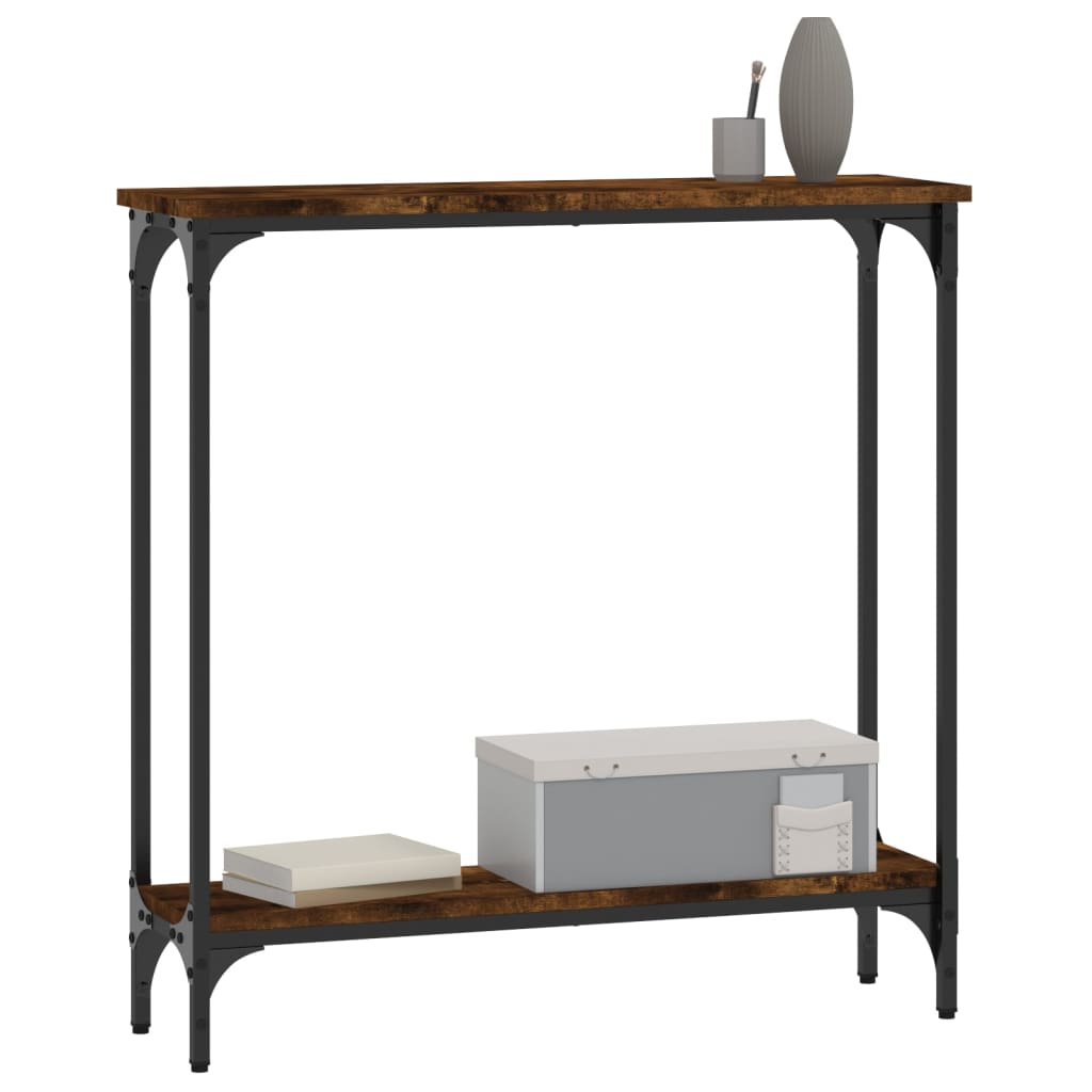konsolbord 75x22,5x75 cm konstrueret træ røget egetræsfarve