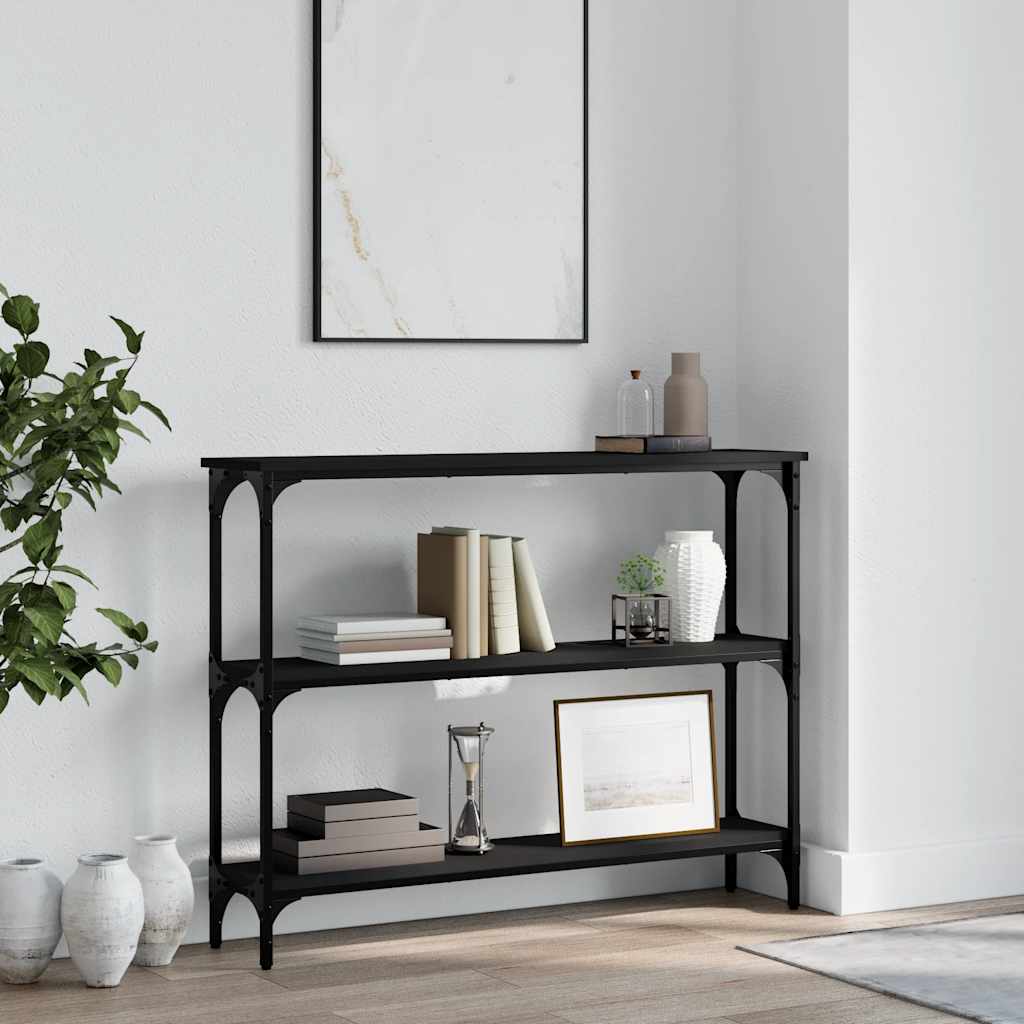 konsolbord 100x22,5x75 cm konstrueret træ sort