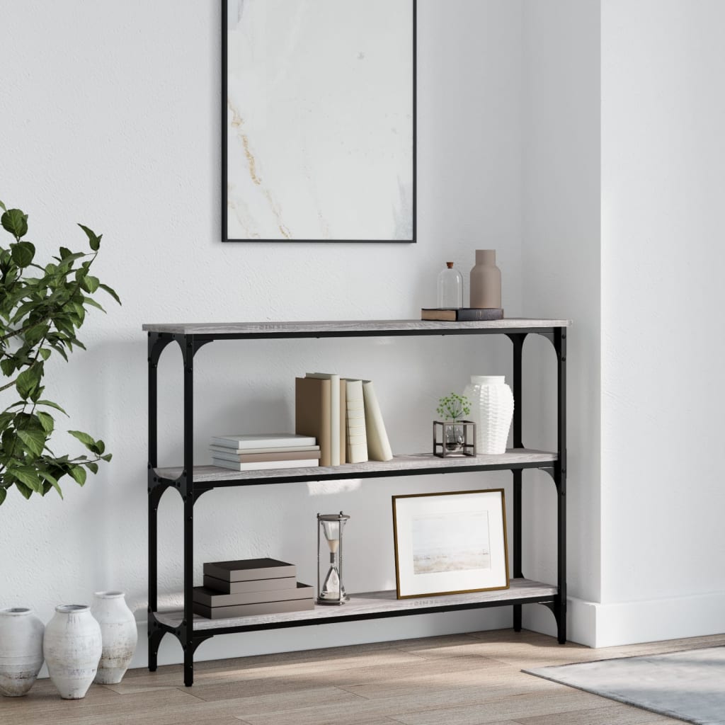 konsolbord 100x22,5x75 cm konstrueret træ grå sonoma-eg