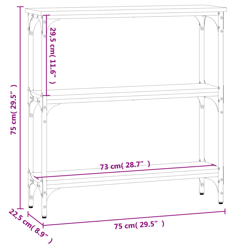 konsolbord Sonoma eg 75x22,5x75 cm konstrueret træ