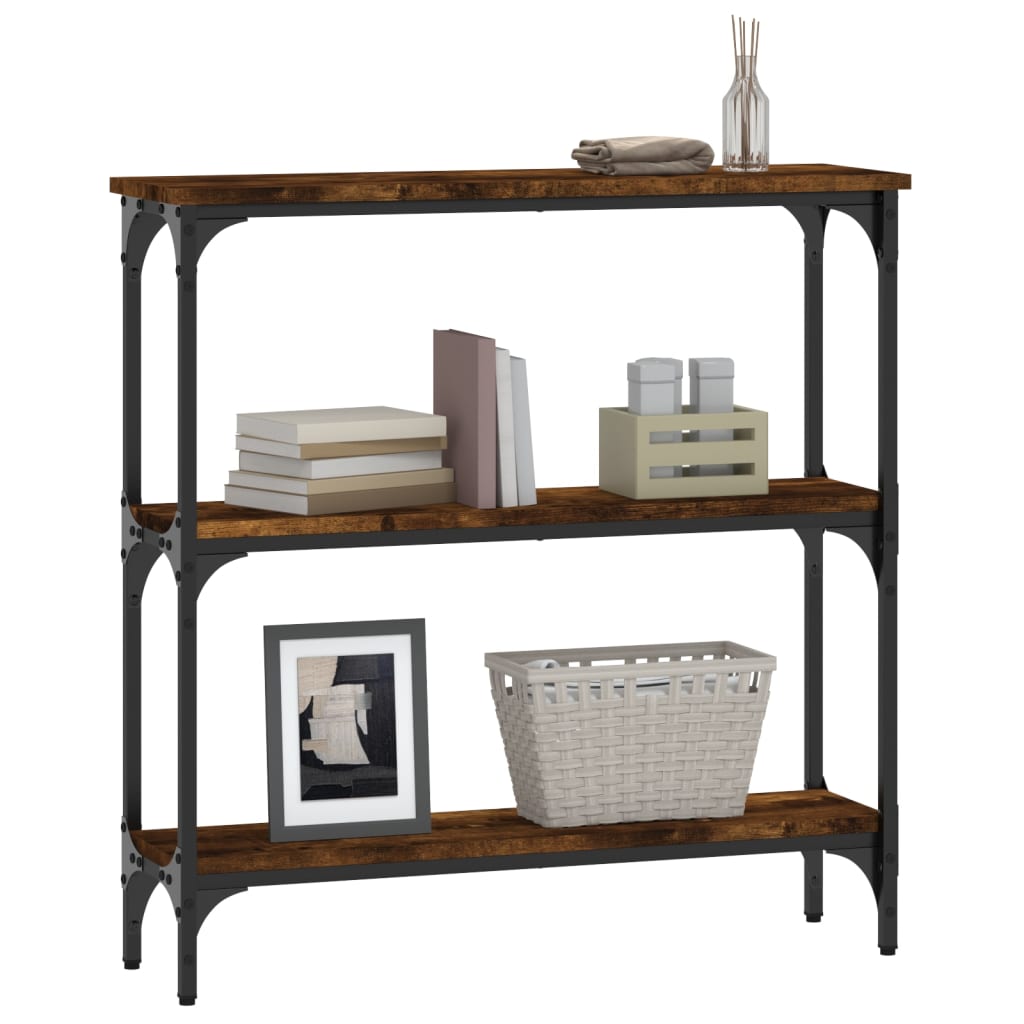 konsolbord 75x22,5x75 cm konstrueret træ røget egetræsfarve