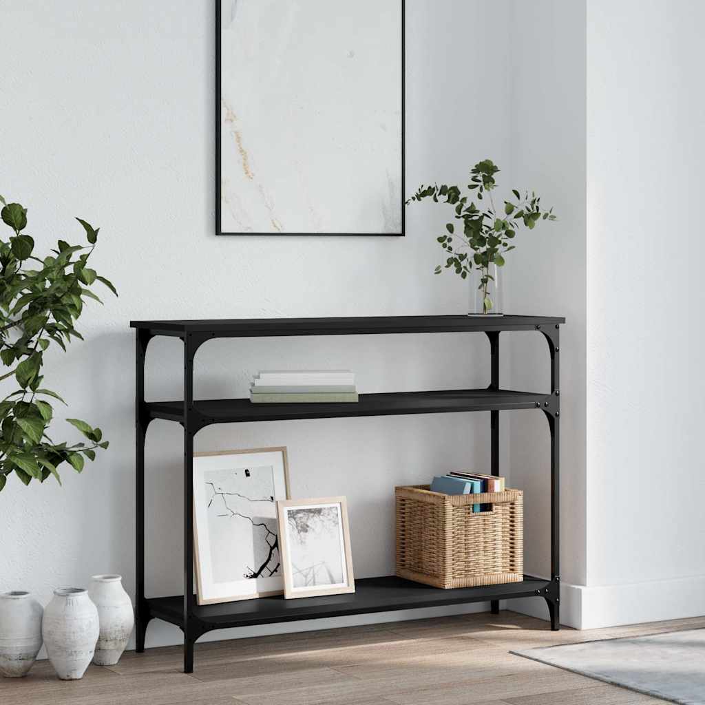 konsolbord 100x29x75 cm konstrueret træ sort