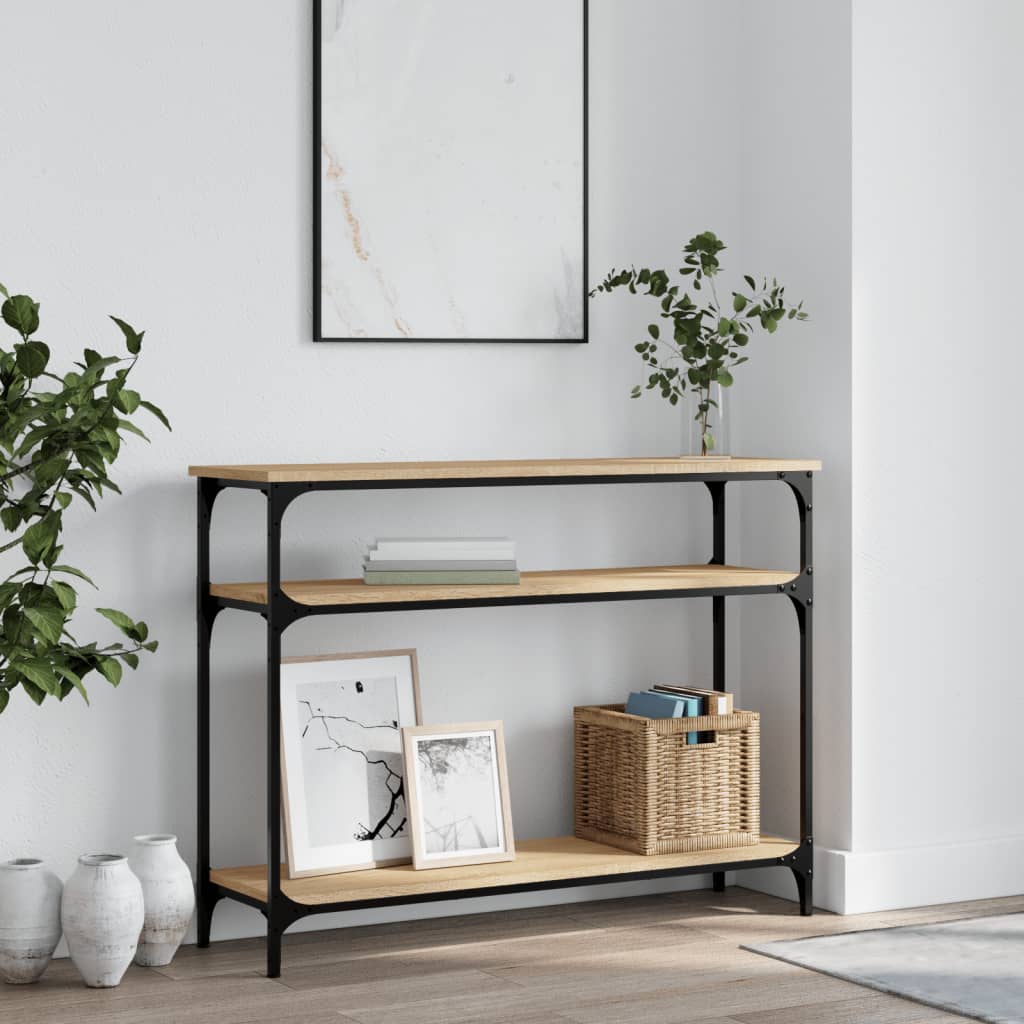 konsolbord 100x29x75 cm konstrueret træ sonoma-eg