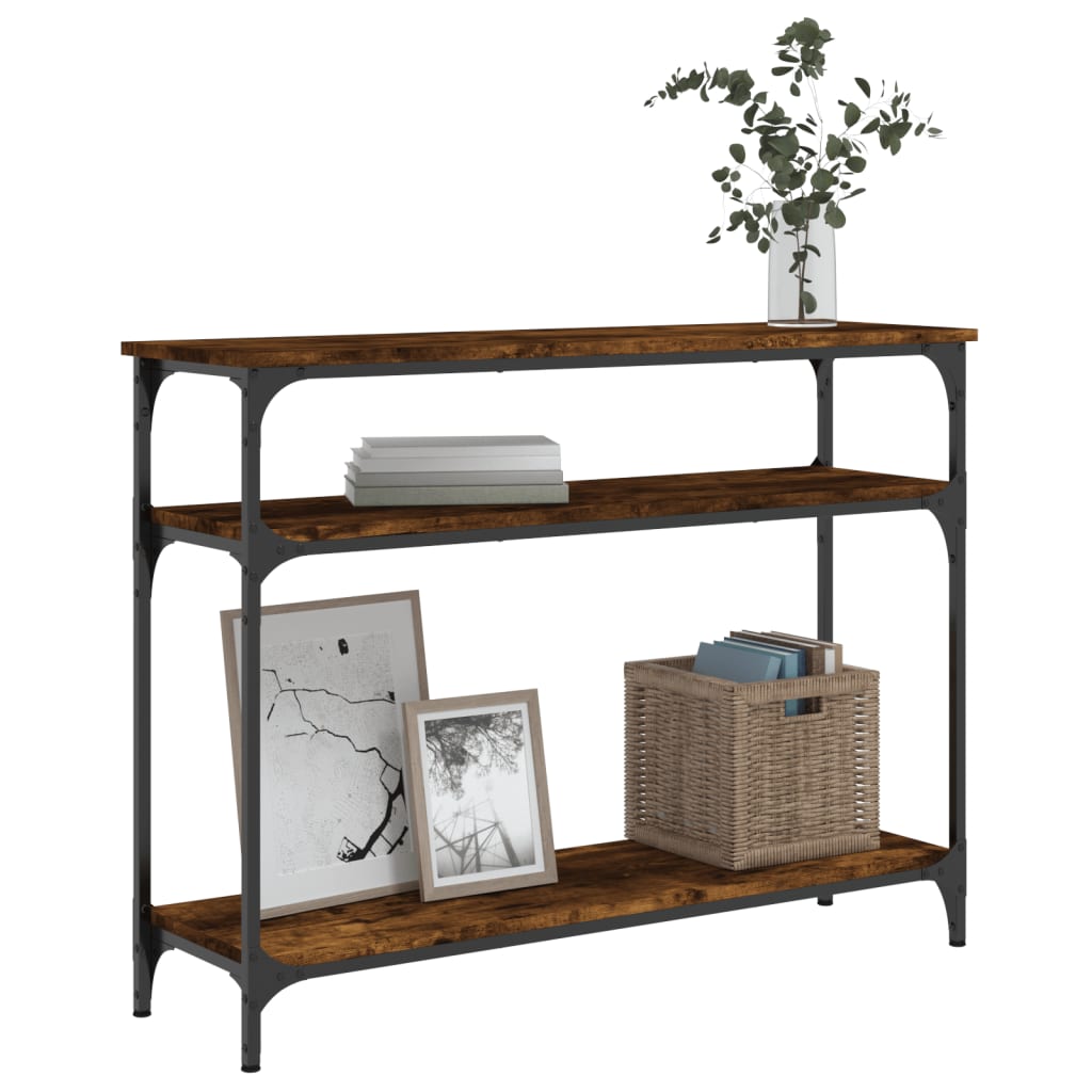 konsolbord 100x29x75 cm konstrueret træ røget egetræsfarve