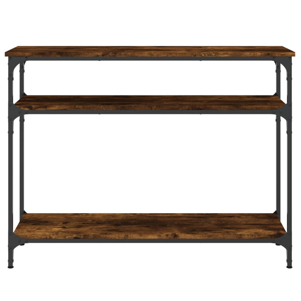 konsolbord 100x29x75 cm konstrueret træ røget egetræsfarve