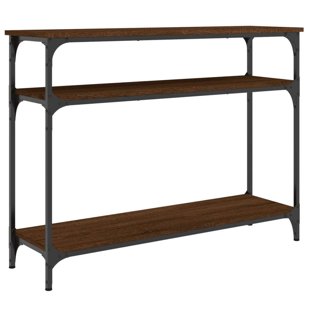 konsolbord 100x29x75 cm konstrueret træ brun egetræ