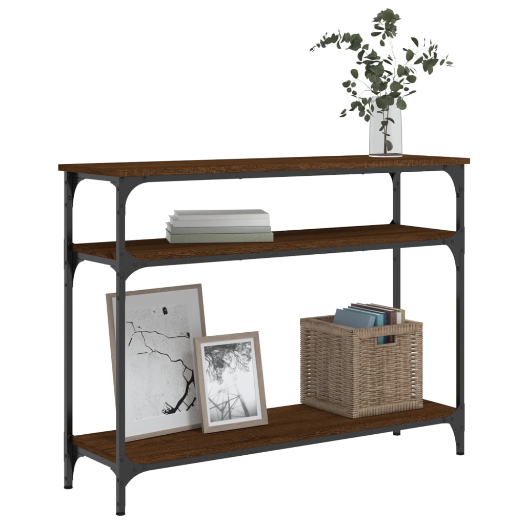 konsolbord 100x29x75 cm konstrueret træ brun egetræ