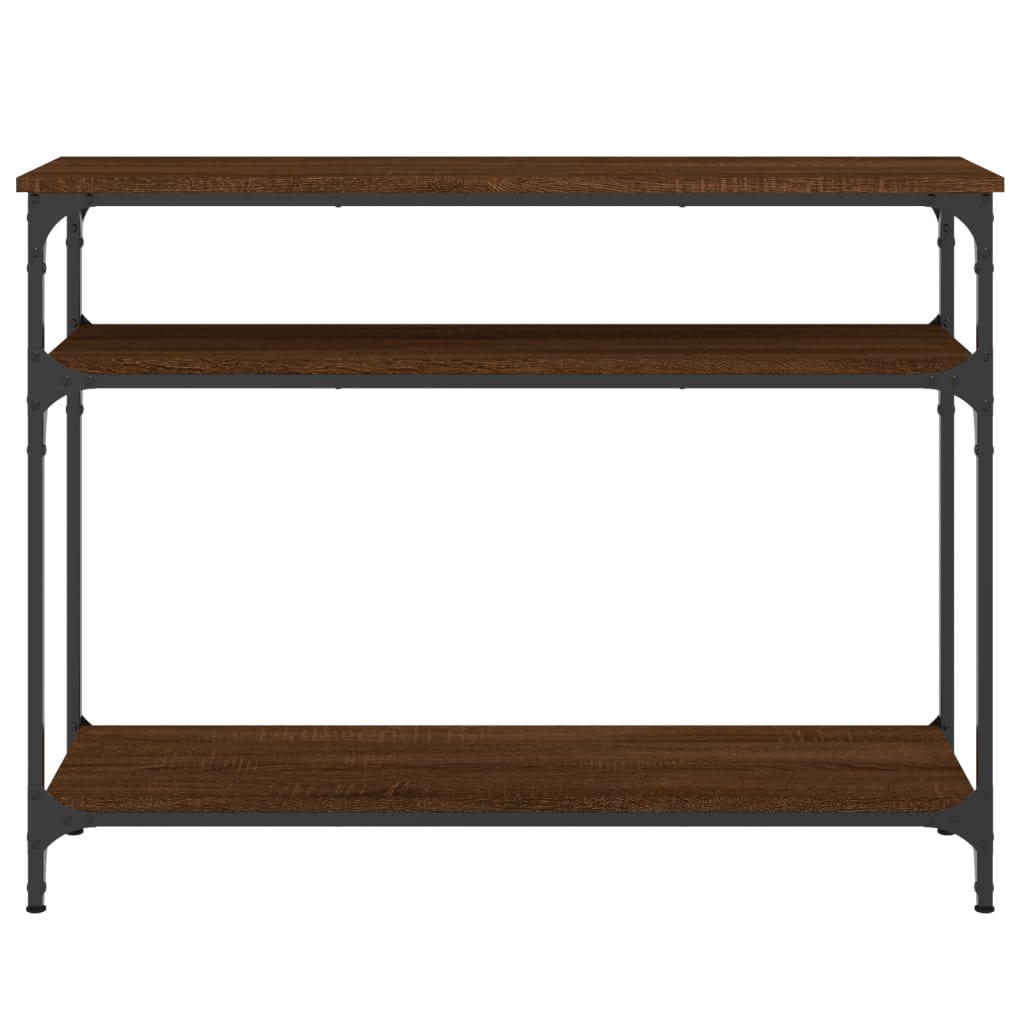 konsolbord 100x29x75 cm konstrueret træ brun egetræ