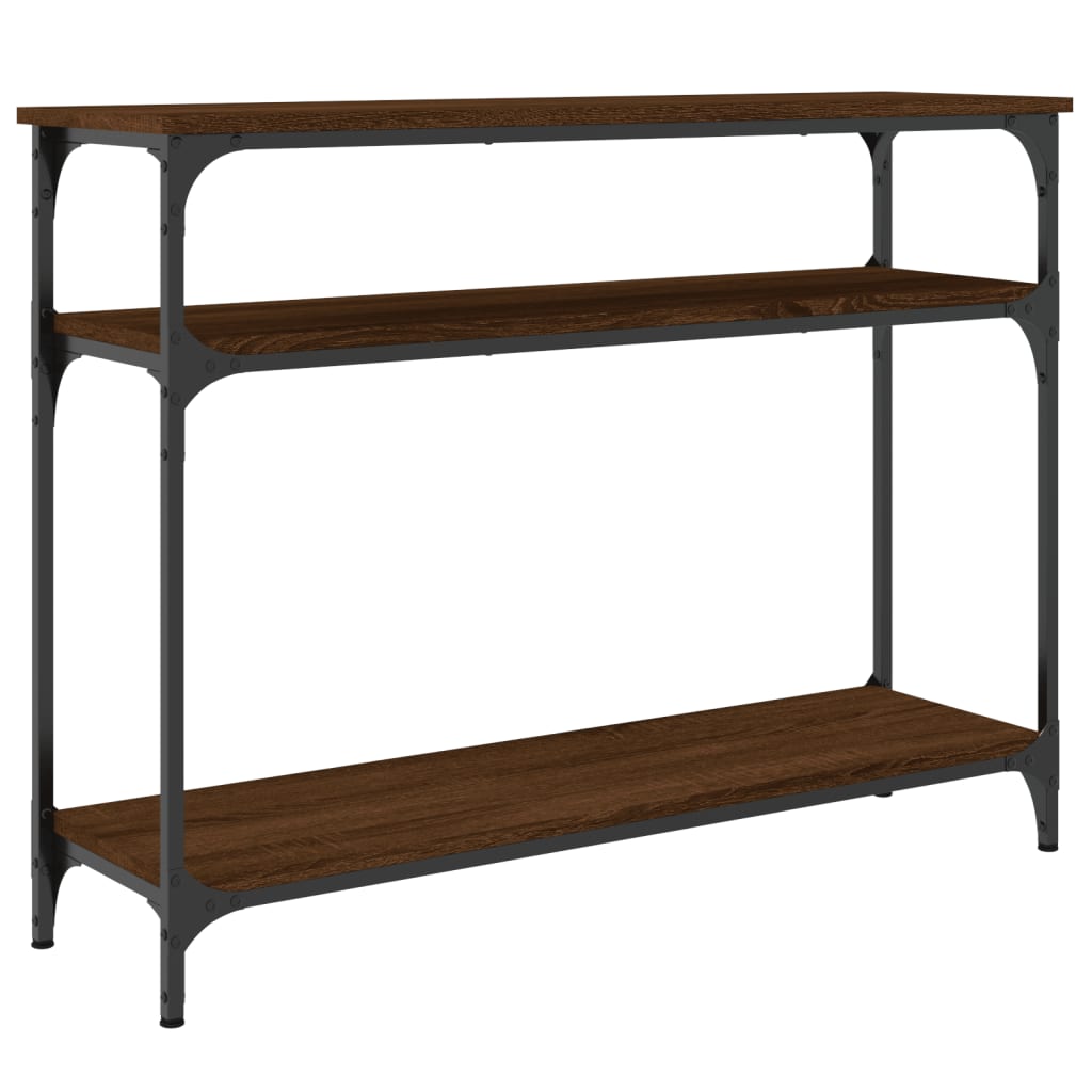 konsolbord 100x29x75 cm konstrueret træ brun egetræ