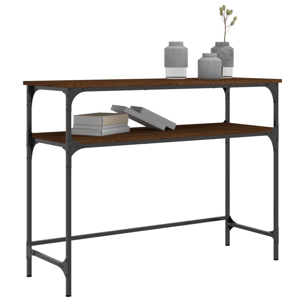 konsolbord 100x35,5x75 cm konstrueret træ brunt egetræ