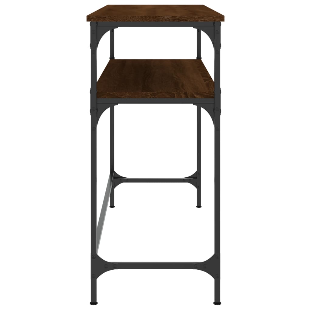 konsolbord 100x35,5x75 cm konstrueret træ brunt egetræ