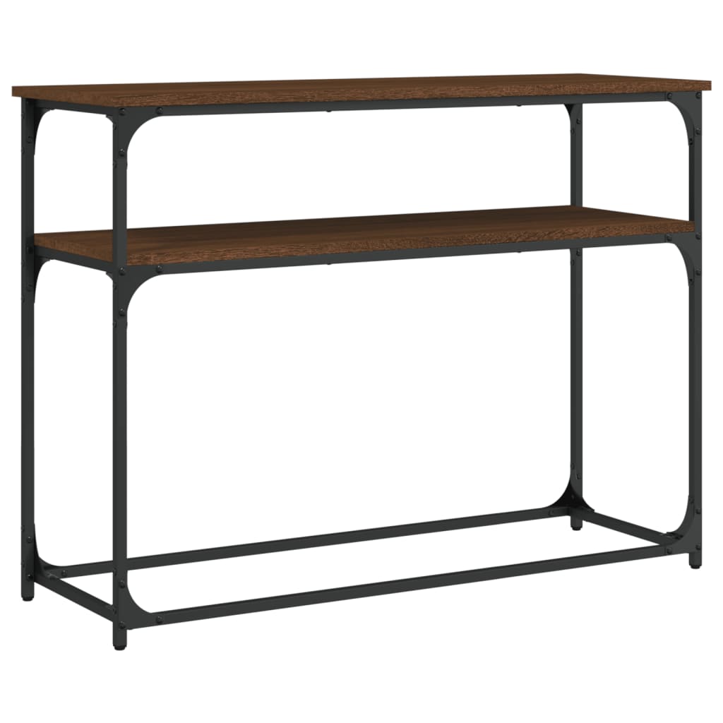 konsolbord 100x35,5x75 cm konstrueret træ brunt egetræ