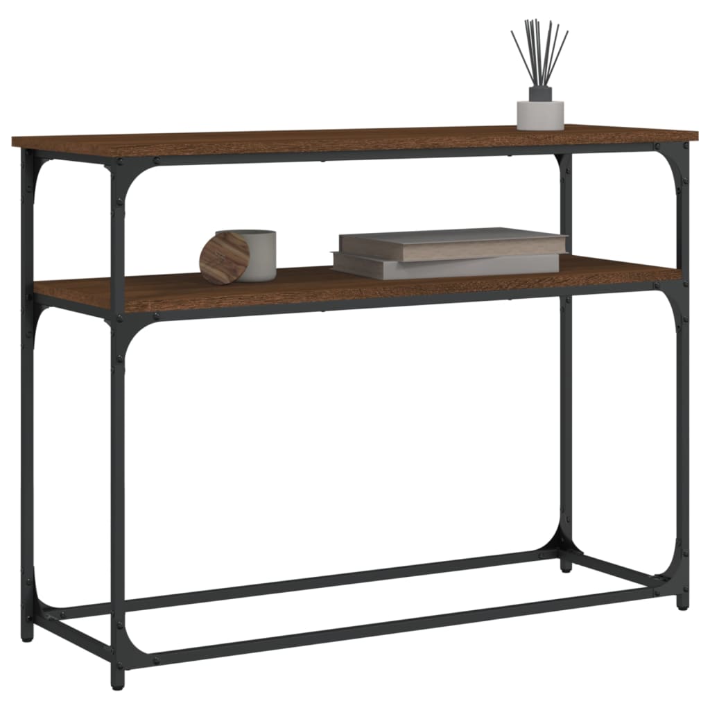 konsolbord 100x35,5x75 cm konstrueret træ brunt egetræ