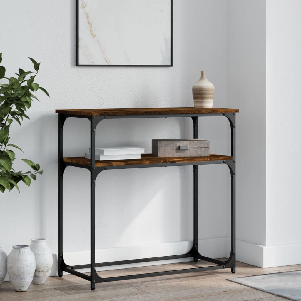 konsolbord 75x35,5x75 cm konstrueret træ røget egetræsfarve