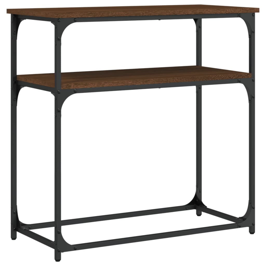 konsolbord 75x35,5x75 cm konstrueret træ brun egetræsfarve