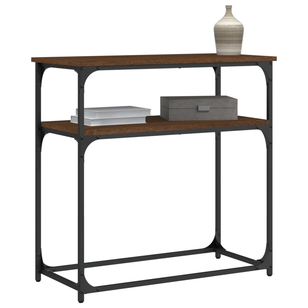 konsolbord 75x35,5x75 cm konstrueret træ brun egetræsfarve