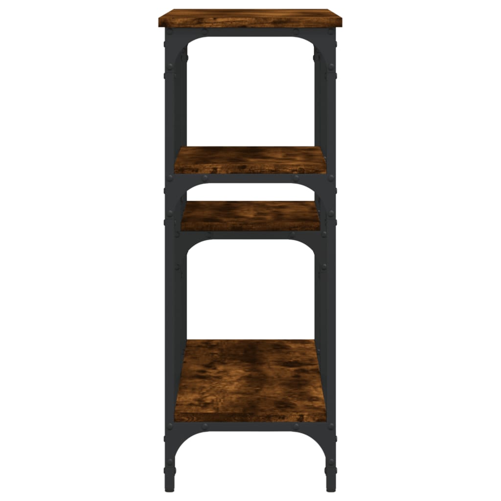 konsolbord 102x29x75 cm konstrueret træ røget egetræsfarve
