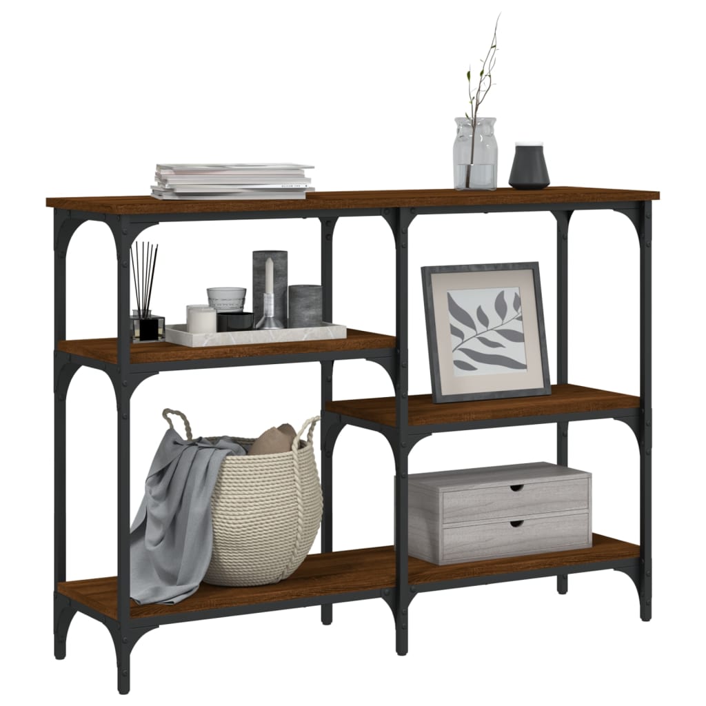 konsolbord 102x29x75 cm konstrueret træ brun egetræ