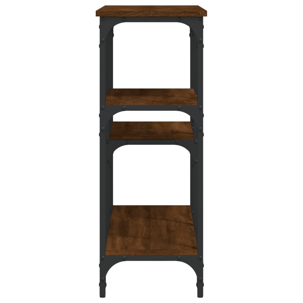konsolbord 102x29x75 cm konstrueret træ brun egetræ