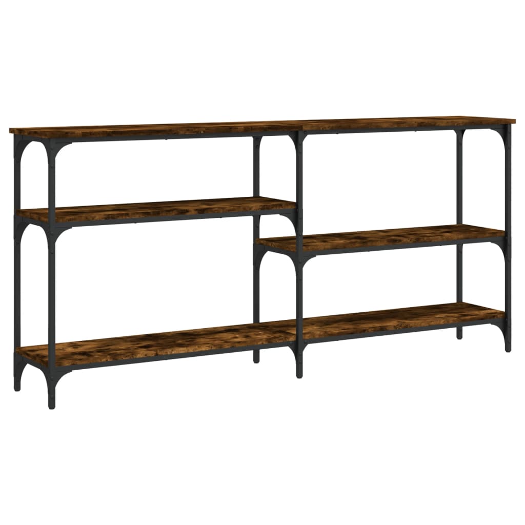 konsolbord 160x29x75 cm konstrueret træ røget egetræsfarve
