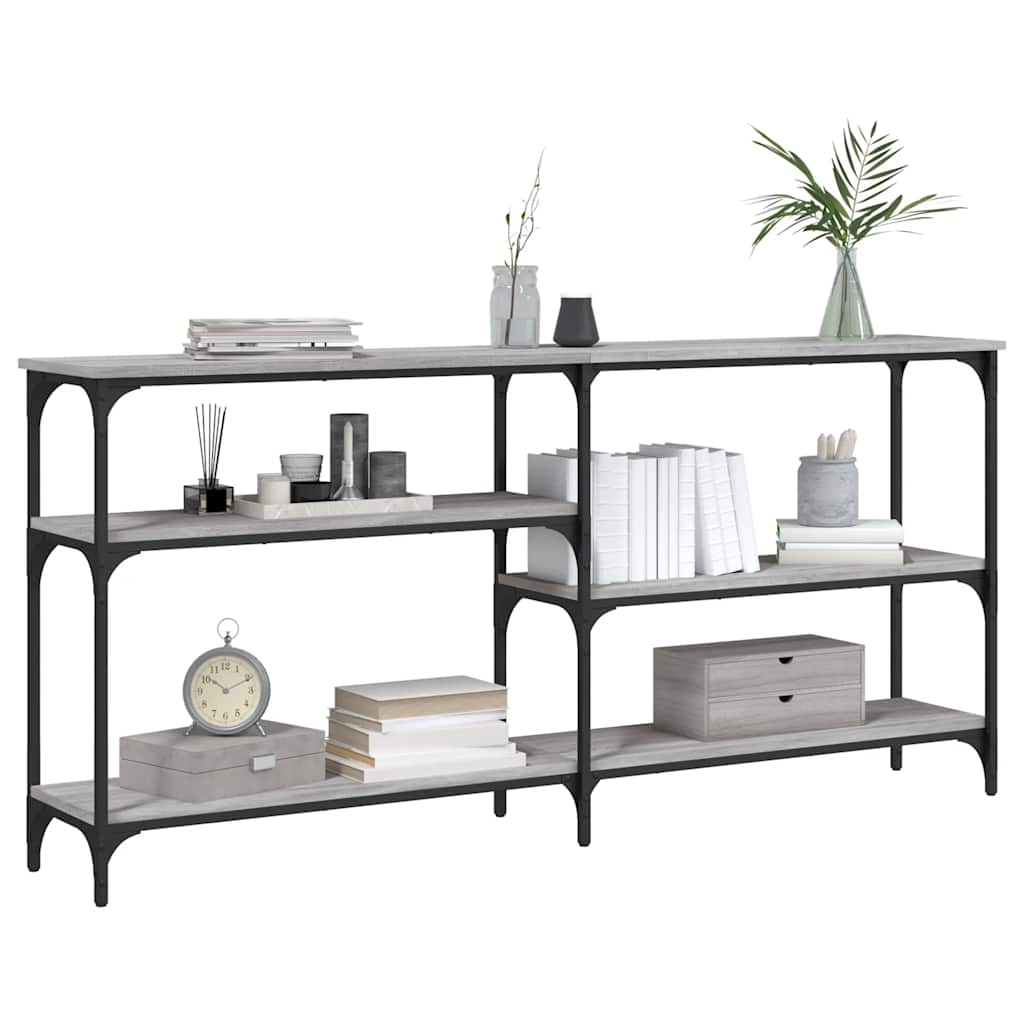 konsolbord 160x29x75 cm konstrueret træ grå sonoma-eg