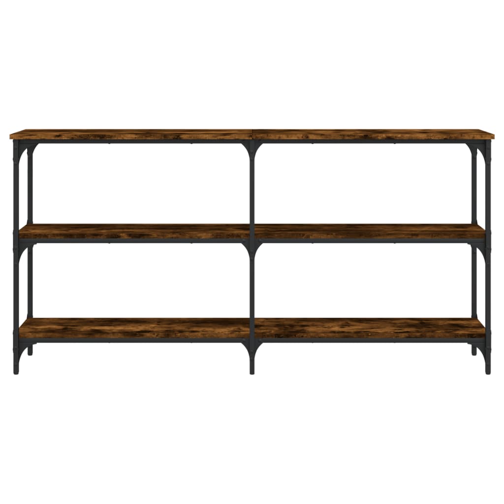 konsolbord 150x29x75 cm konstrueret træ røget egetræsfarve