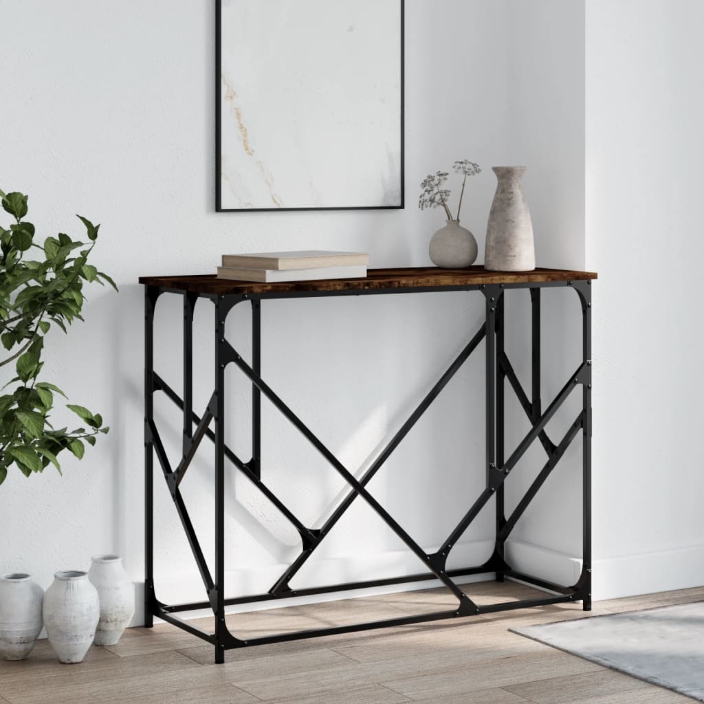 konsolbord 100x40x80 cm konstrueret træ røget egetræsfarve