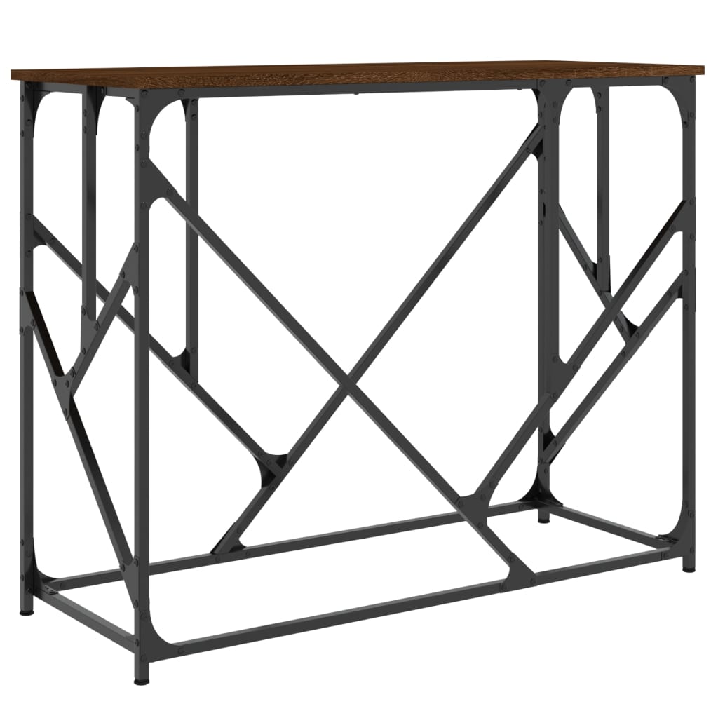 konsolbord 100x40x80 cm konstrueret træ brun egetræsfarve